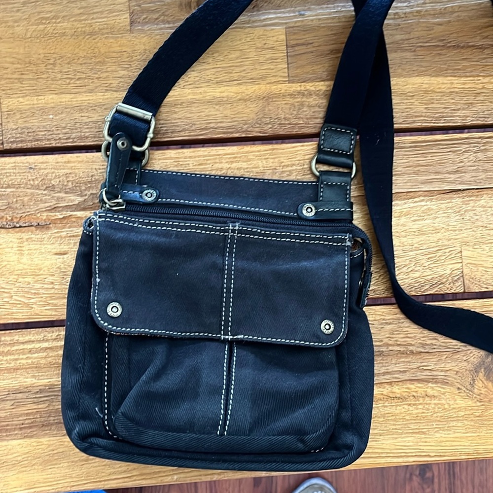 Adorable small Fossil dark denim crossbody purse